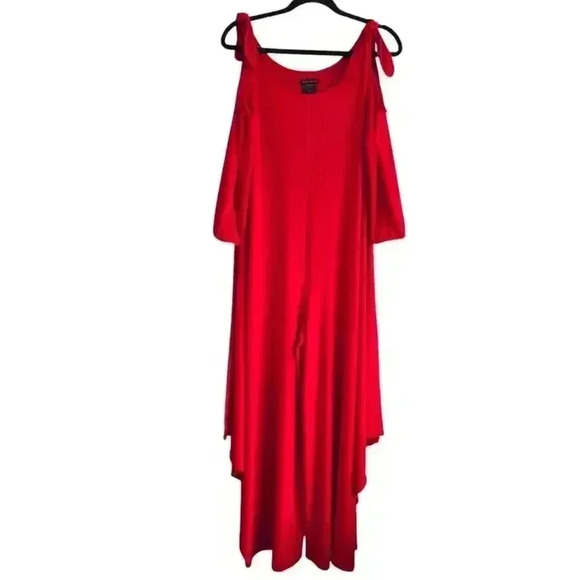 Eva Varro Shoulder Tie Pull-on Jumpsuit RED Size Small #076 - Picture 2 of 10